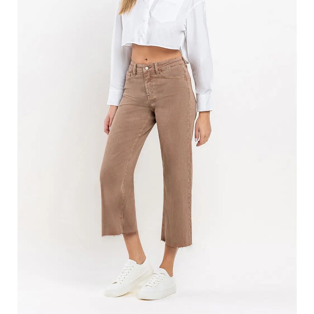 Stylish Tan Wide Leg Jeans